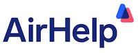 AirHelp logo featuring the word AirHelp in dark blue text next to a triangular icon with overlapping blue, purple, and pink shapes.